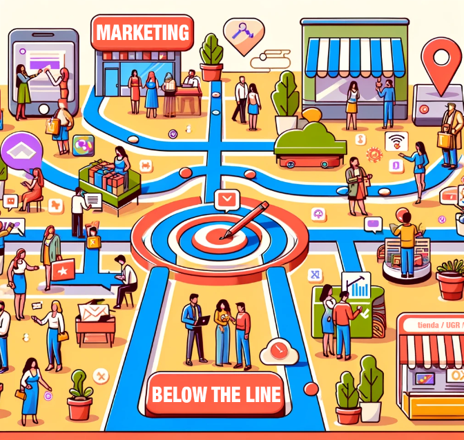 Figura 4.  En la imagen podemos ver a personas realizando actividades de marketing dirigidas y personalizadas, como correo directo, anuncios en línea y promociones en tiendas [4]