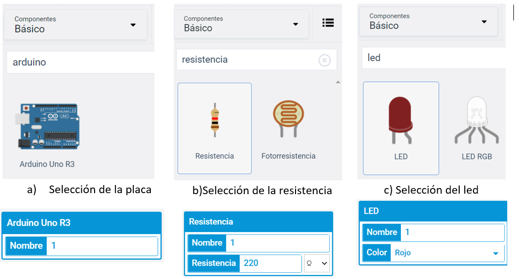 Figura 13. Selección de componentes