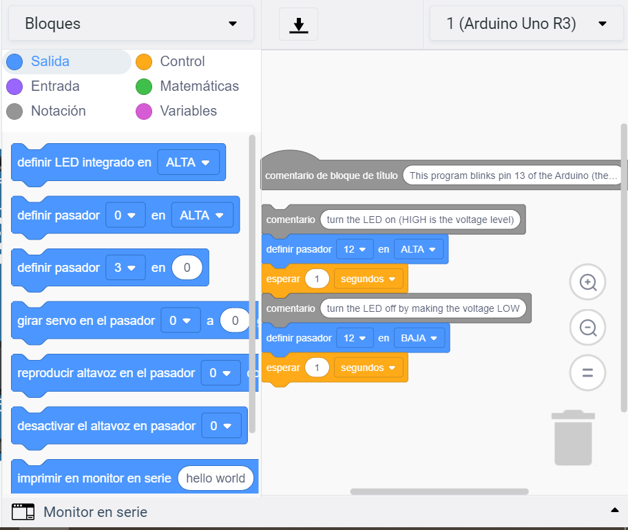 Figura 6. Tipos de bloques para escribir un programa.