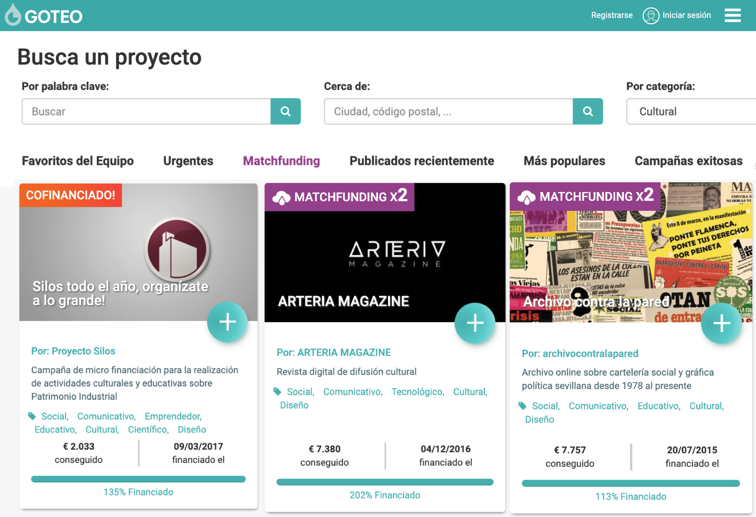 Figura 3. Proyectos culturales de crowdfunding