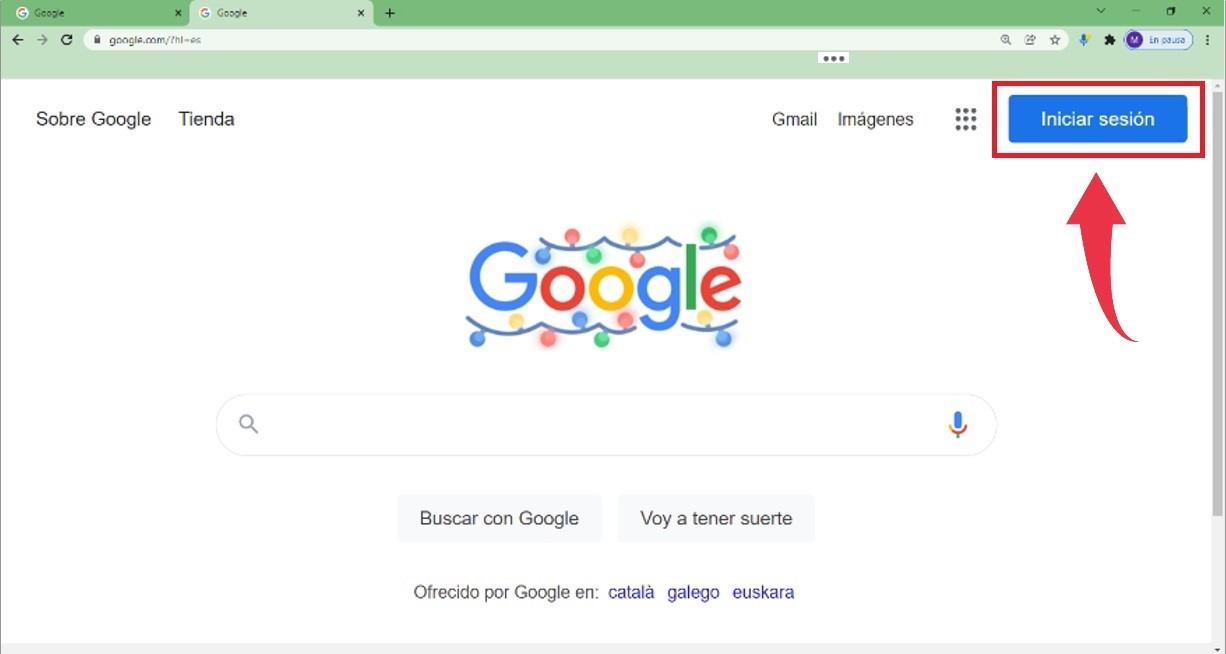 Imagen 1. Página de inicio Google (elaboración propia)