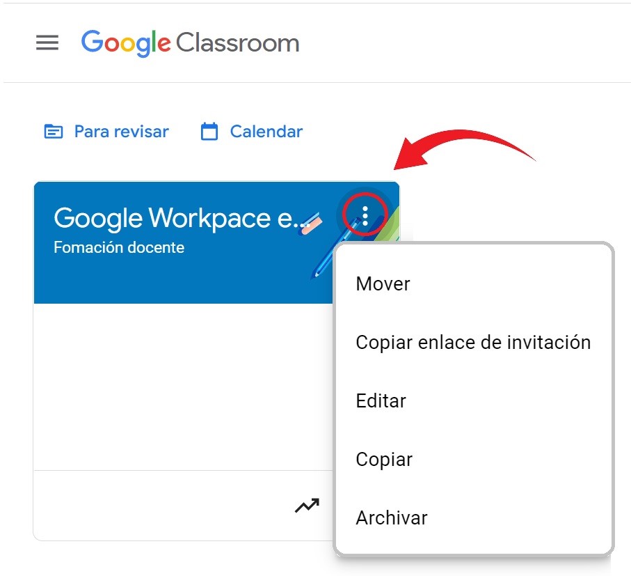 Imagen 7. Menú desplegable de curso (elaboración propia)