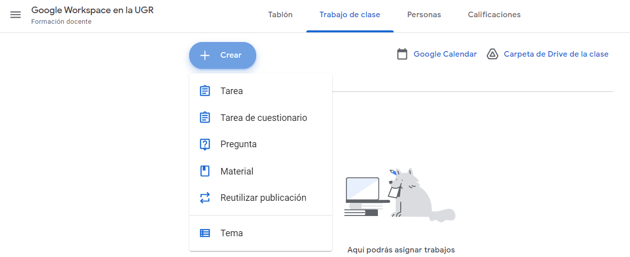 Imagen 8. Menú de crear materiales (elaboración propia)