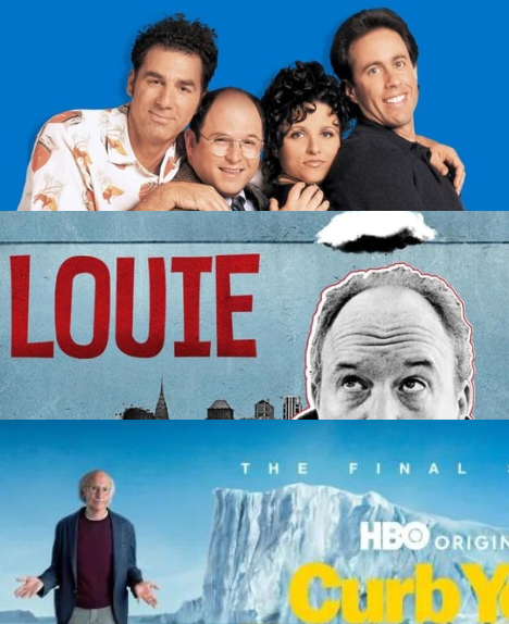 Series televisivas autoficcionales pioneras e internacionales. De arriba a abajo: Seinfeld, Louie y Curb Your Enthusiasm.
