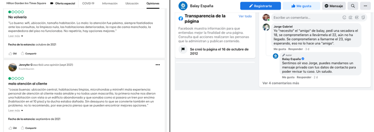 Figura 3. Ejemplo de datos no estructurados procedentes de comentarios de usuarios de un hotel en el portal TripAdvisor o de opiniones en redes sociales de clientes.