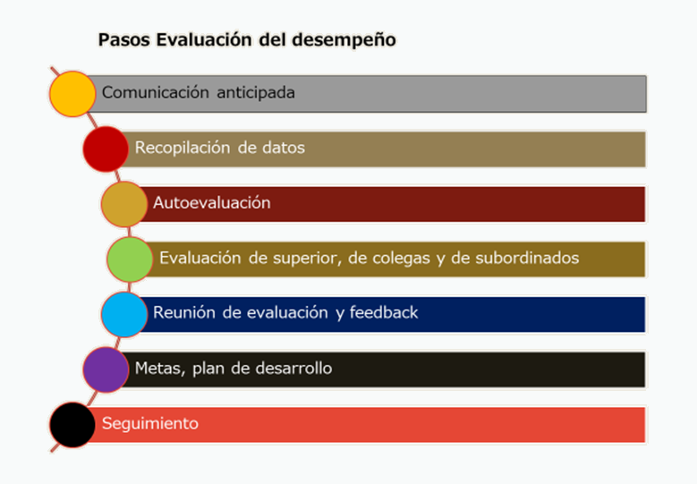 Representación gráfica de los pasos de evaluación del desempeño. Fuente: Elaboración propia