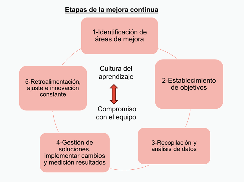 Representación gráfica de las etapas de la mejora continua